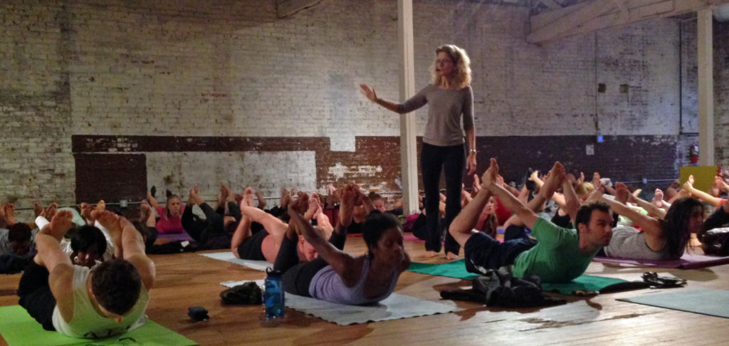 Roxane teaching at YogaFest Raleigh 2014